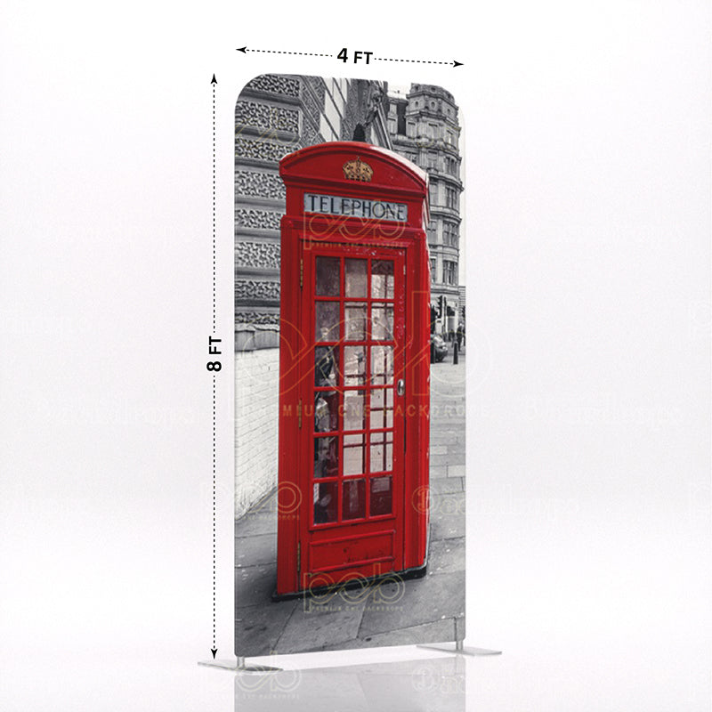 old school British London red telephone booth stand 1
