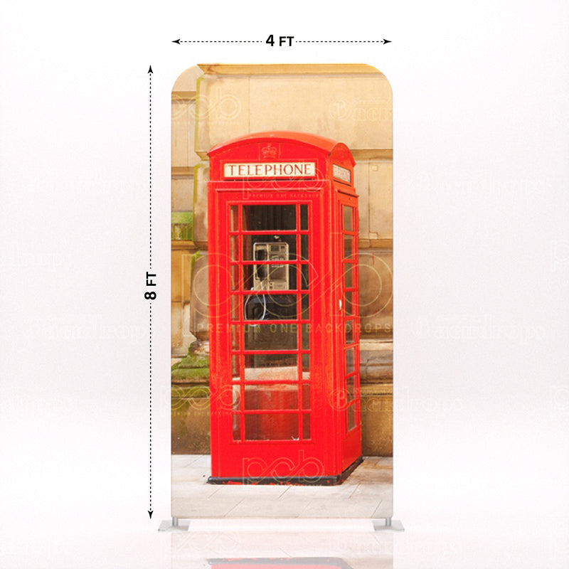 old school British London red telephone booth stand 3