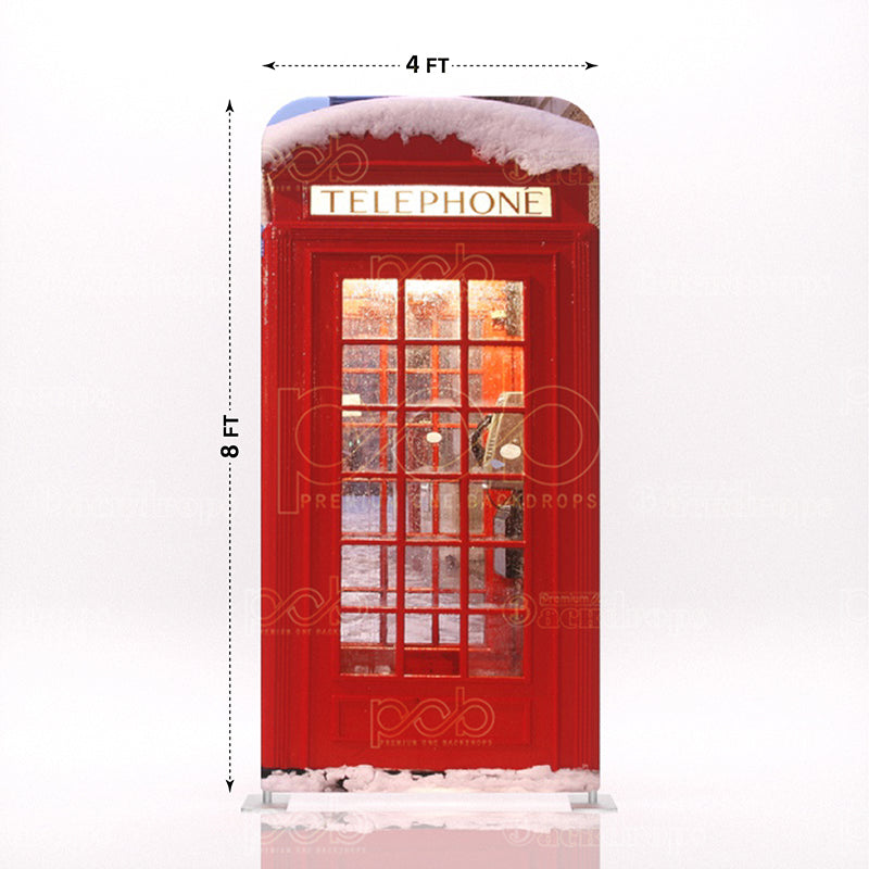 old school British London red telephone booth stand 9