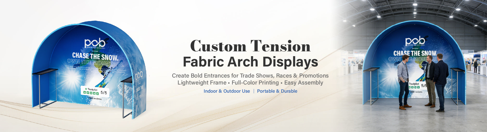 Custom Fabric Arch Display with Shelves