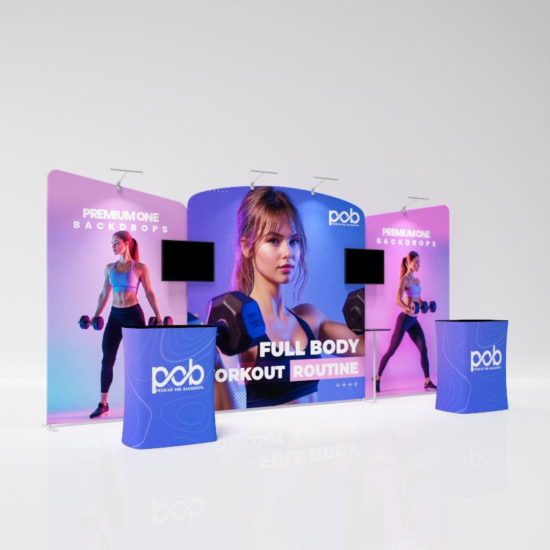 20x10ft Booth Kit with Slope & Arch Backdrops | POB