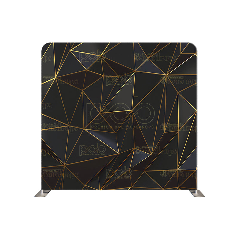 premium one pillowcover backdrops-3D Black and Gold Geometric