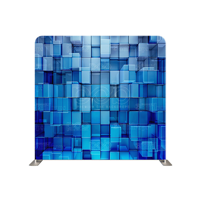 premium one pillowcover backdrops-3D Blue Blocks