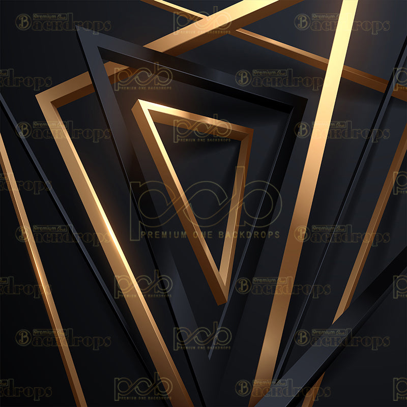 premium one pillow cover backdrops-3D Triangles Black and Gold