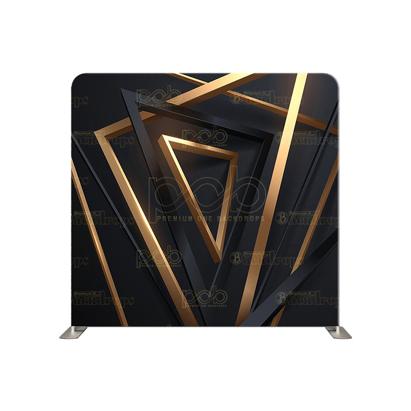 premium one pillowcover backdrops-3D Triangles Black and Gold