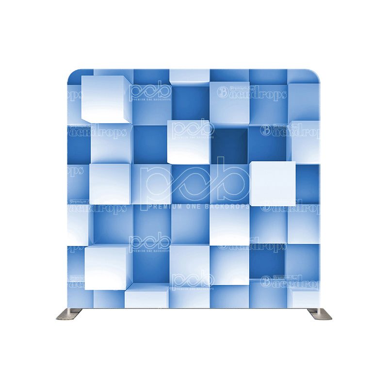 premium one pillowcover backdrops-3D baby blue blocks