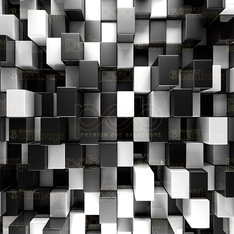 premium one pillow cover backdrops-3d Black and White Cubes