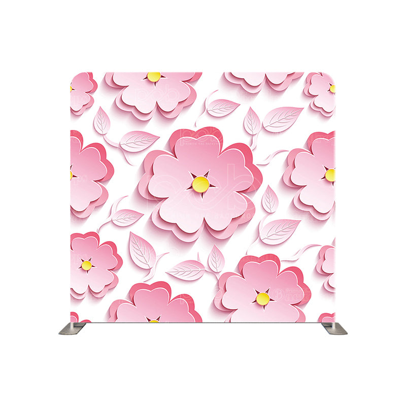 premium one pillowcover backdrops-3d Pink Flowers