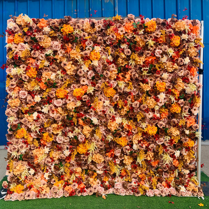 All Orange Premium Wild Rose Flower Wall