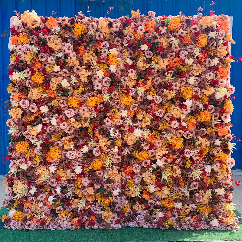 All Orange Premium Wild Rose Flower Wall