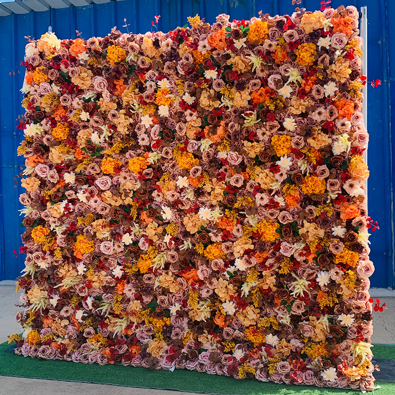 All Orange Premium Wild Rose Flower Wall