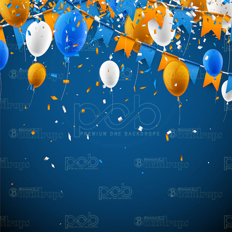 premium one pillow cover backdrops-BLUE AND ORANGE BALLOON GRAD