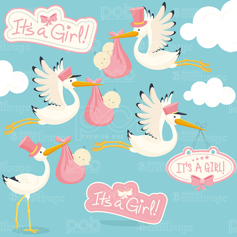 premium one pillow cover backdrops-Baby Shower Girl