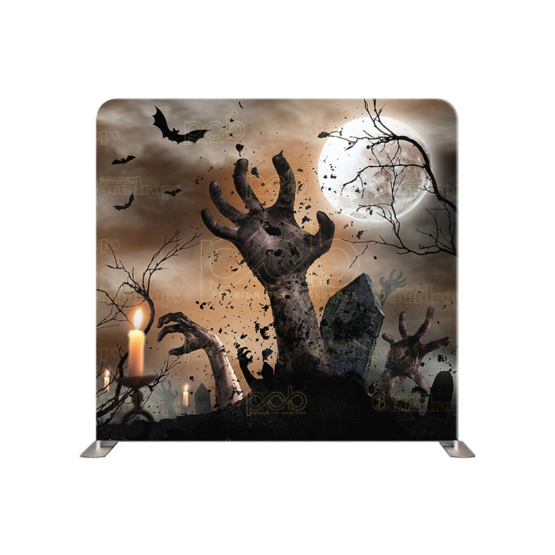 premium one pillowcover backdrops-halloween moon and Ghost claw