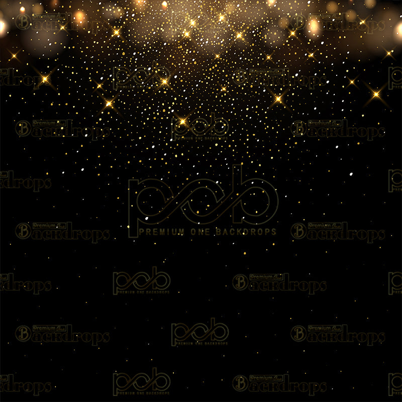 premium one pillow cover backdrops-Black And Gold Falling Sparkles