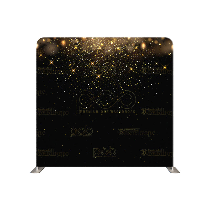 premium one pillowcover backdrops-Black And Gold Falling Sparkles