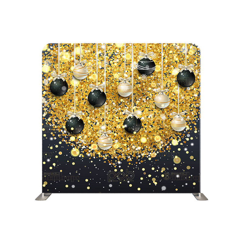 premium one pillowcover backdrops-Black And Gold Christmas