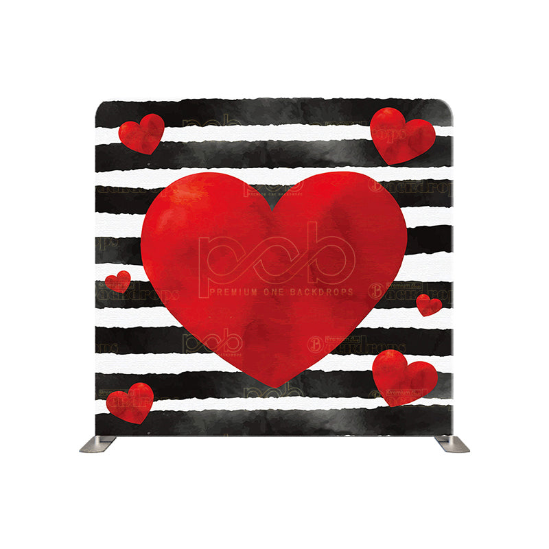 premium one pillowcover backdrops-Black White Stripe Hearts