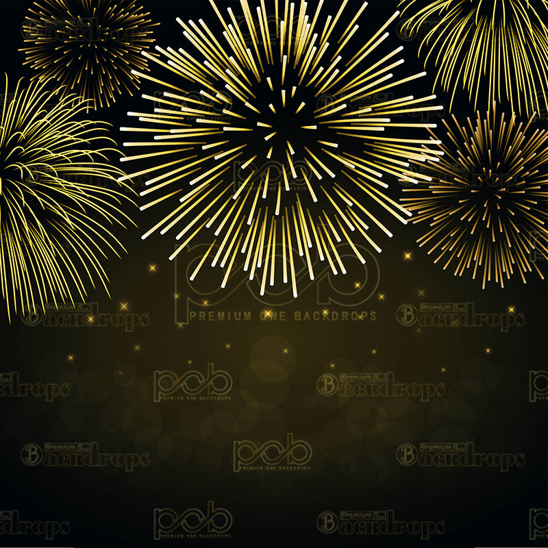 premium one pillow cover backdrops-Black and Gold Fireworks