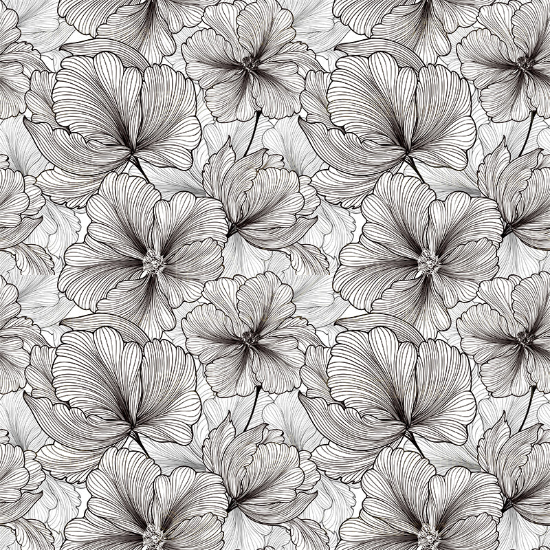 premium one pillowcover backdrops-Black and White Blooms