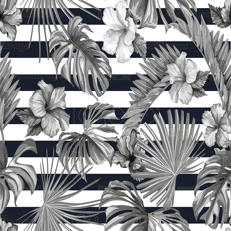 premium one pillow cover backdrops-Black and White Flower