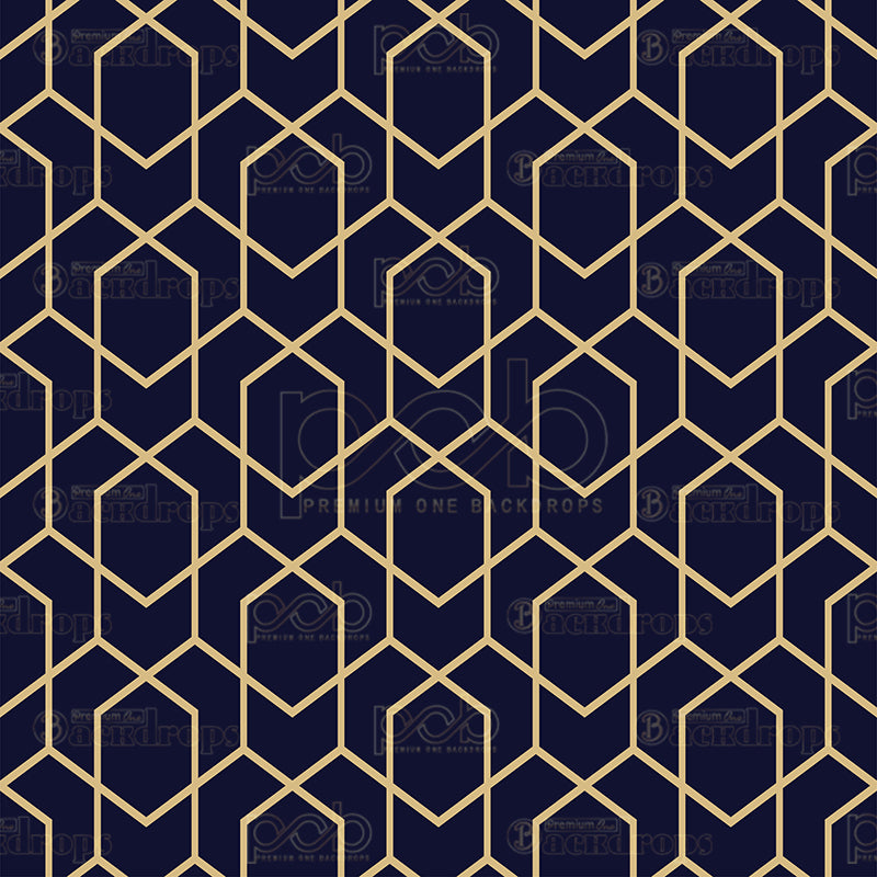 premium one pillow cover backdrops-Blue and Gold Geometric