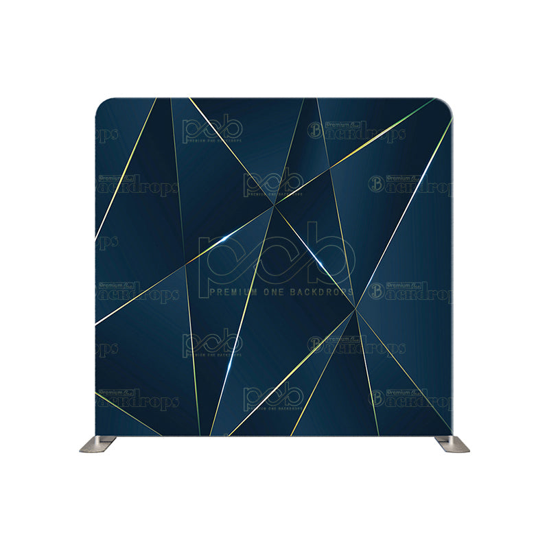 premium one pillowcover backdrops-Blue and Gold Geometric