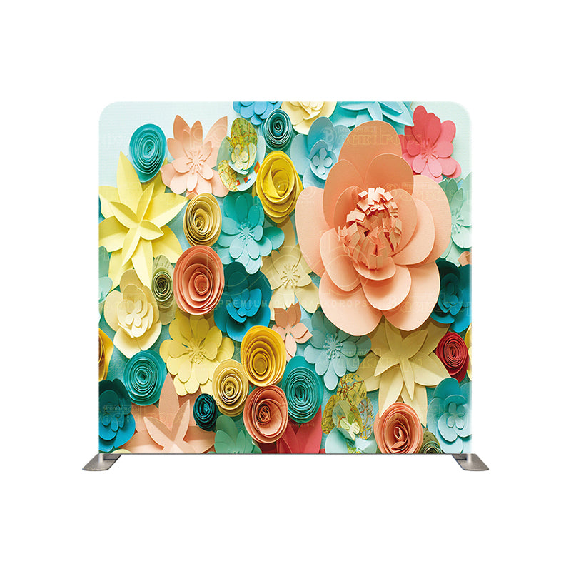 premium one pillowcover backdrops-Blues and Yellow Paper Flower