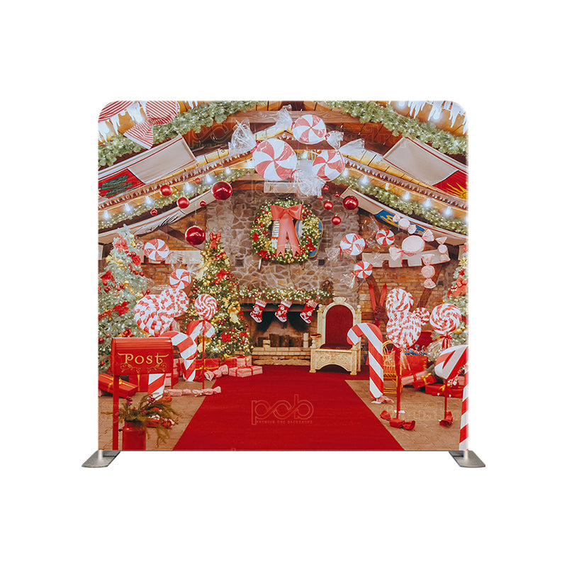 premium one pillowcover backdrops-Candy Cane Christmas Haven