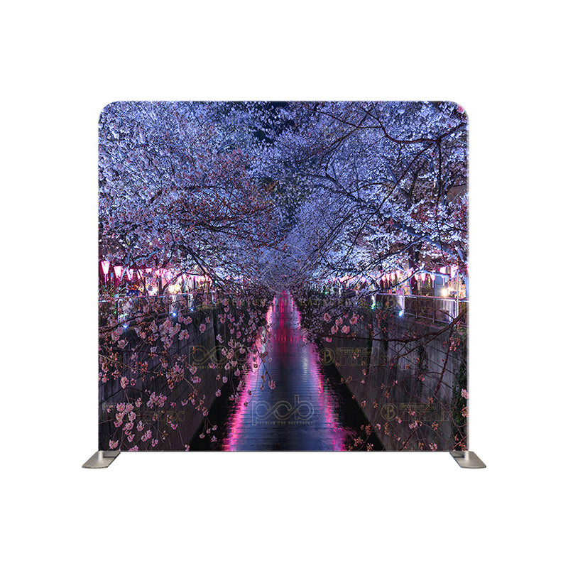 premium one pillowcover backdrops-Cherry Blossoms At Night