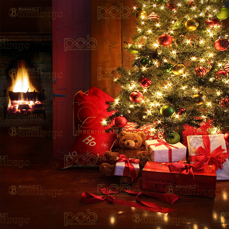 premium one pillowcover backdrops-Christmas Bear Holiday