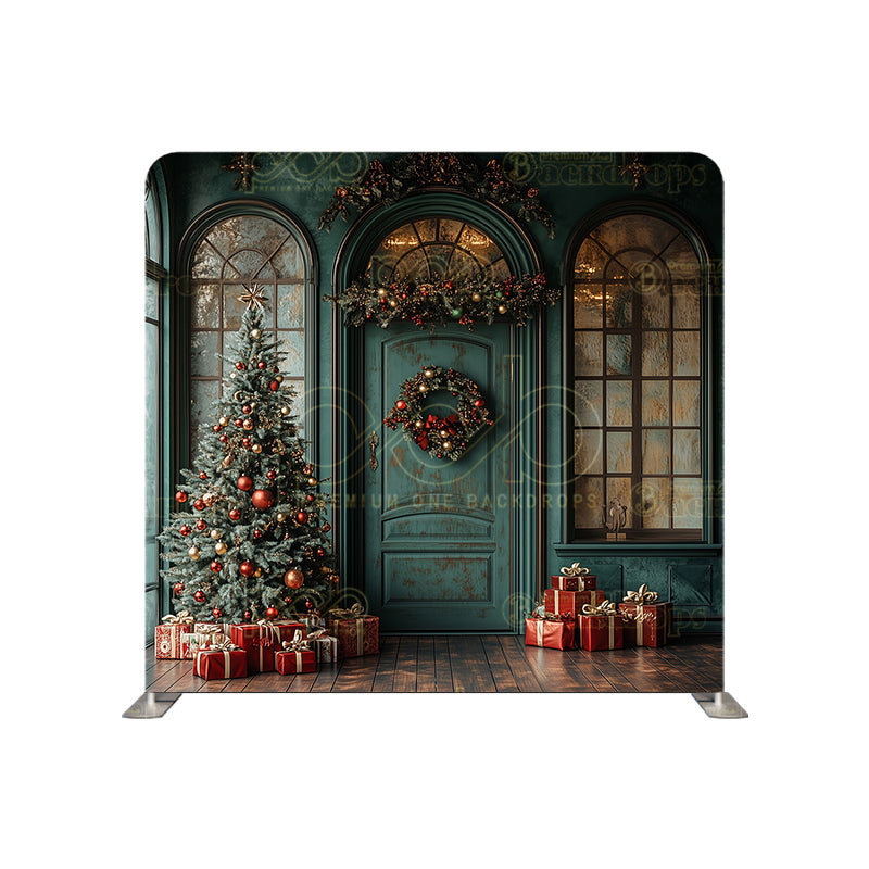 Pillow Cover Backdrop(Christmas Green Door)