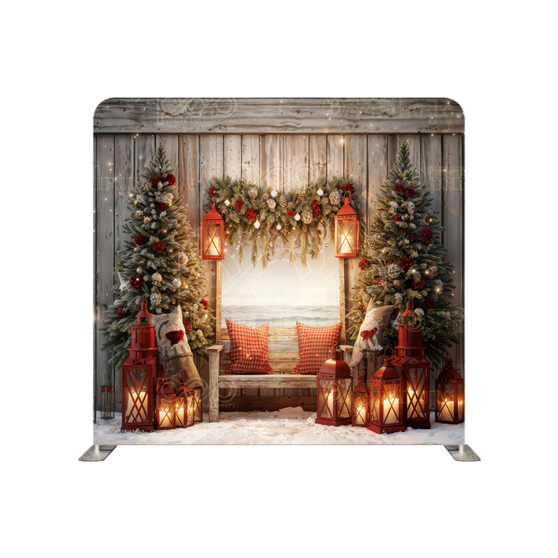 premium one pillowcover backdrops-Christmas Tree Window