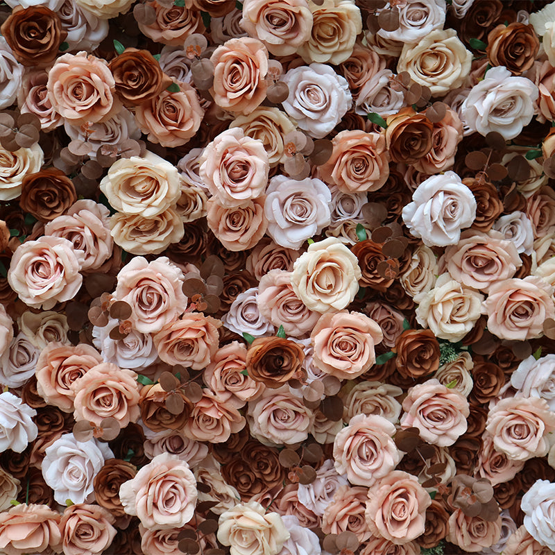 Coffee Brown Dusty Pink Rose Flower Wall