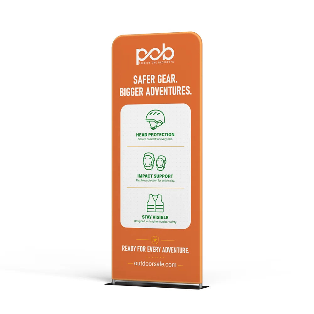 Deluxe wide base tension fabric banner stand – left angle view