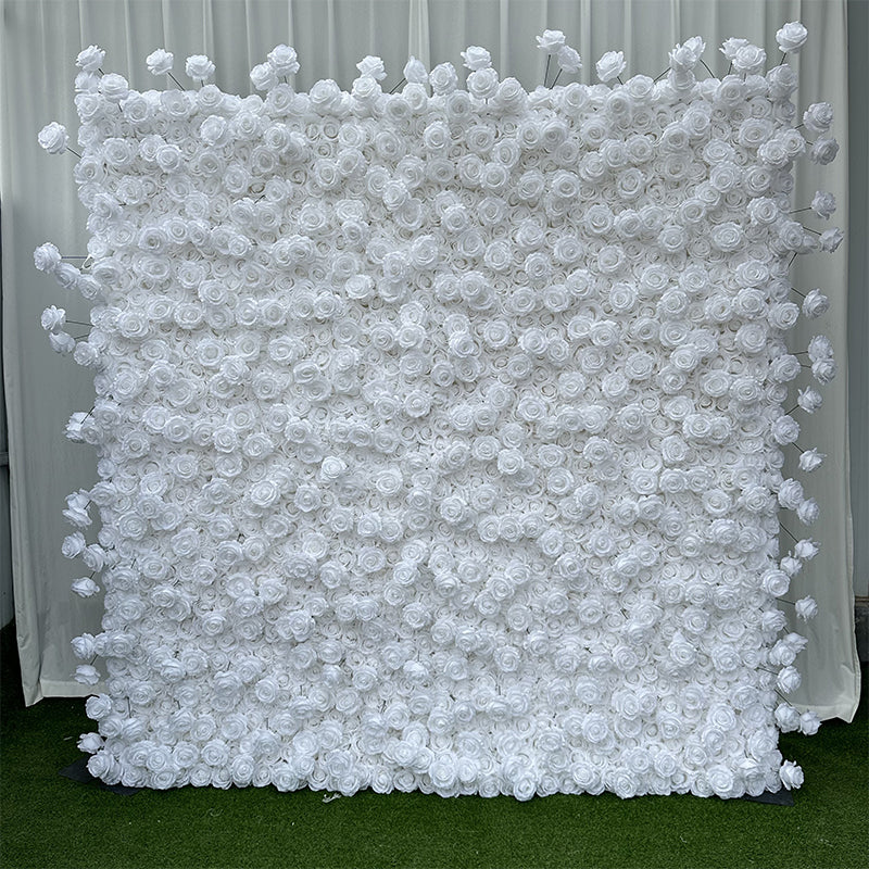 Deluxe Pure White Rose Flower Wall