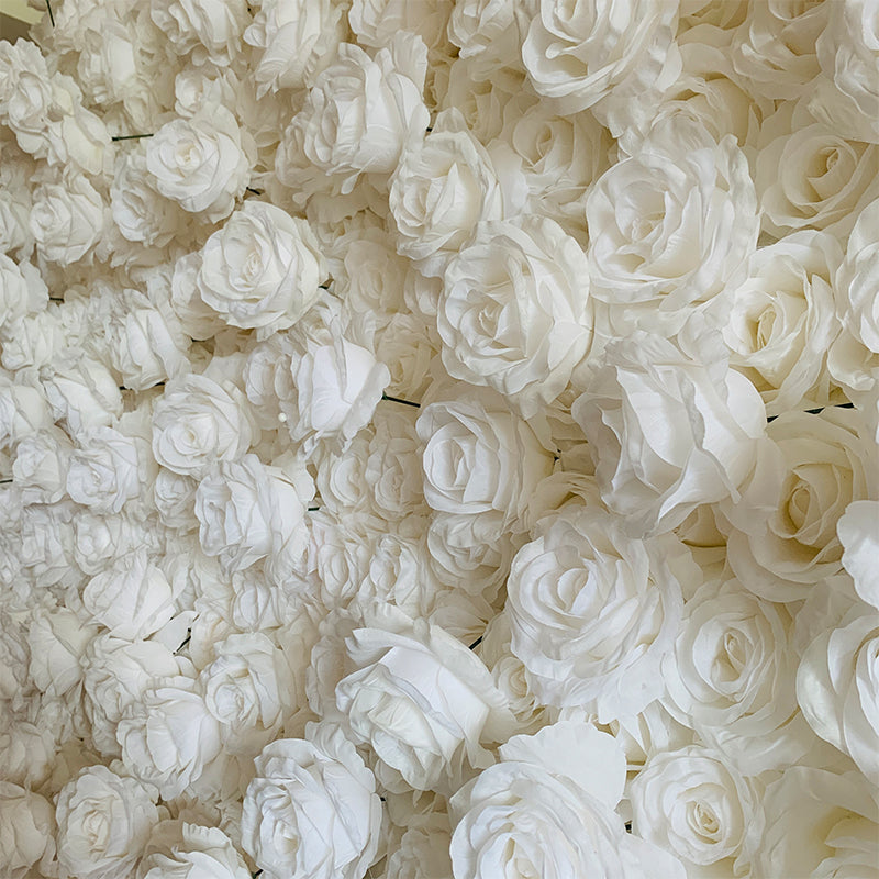 Deluxe Pure White Rose Flower Wall