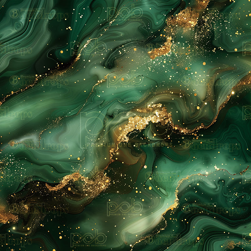 Pillow Cover Backdrop (Emerald Gilt Swirls)