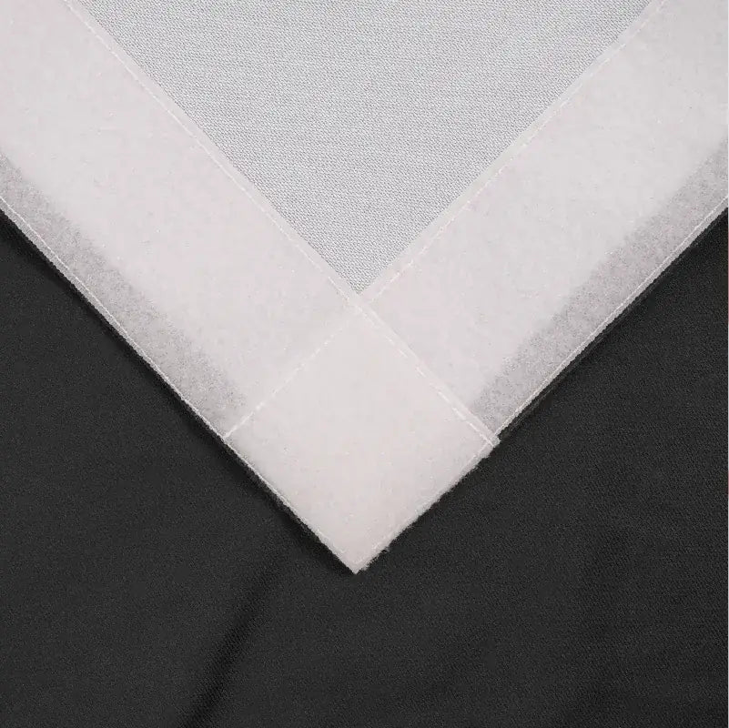Close-up of the fabric counter graphic showing the white backing, reinforced corner and stitching