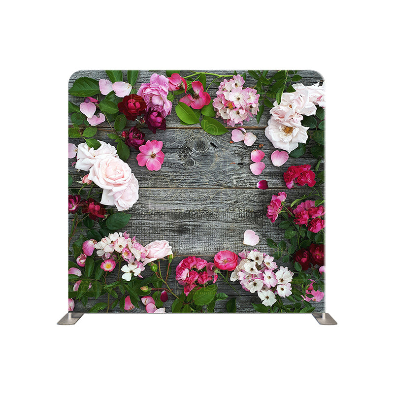 premium one pillowcover backdrops-Flowers Around Wood