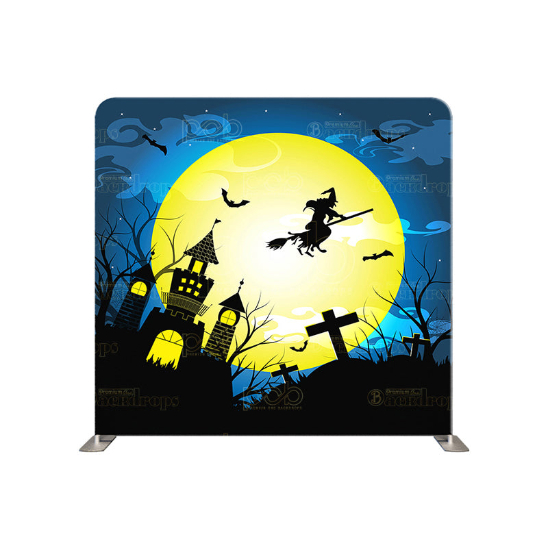 premium one pillowcover backdrops-Flying Witch halloween