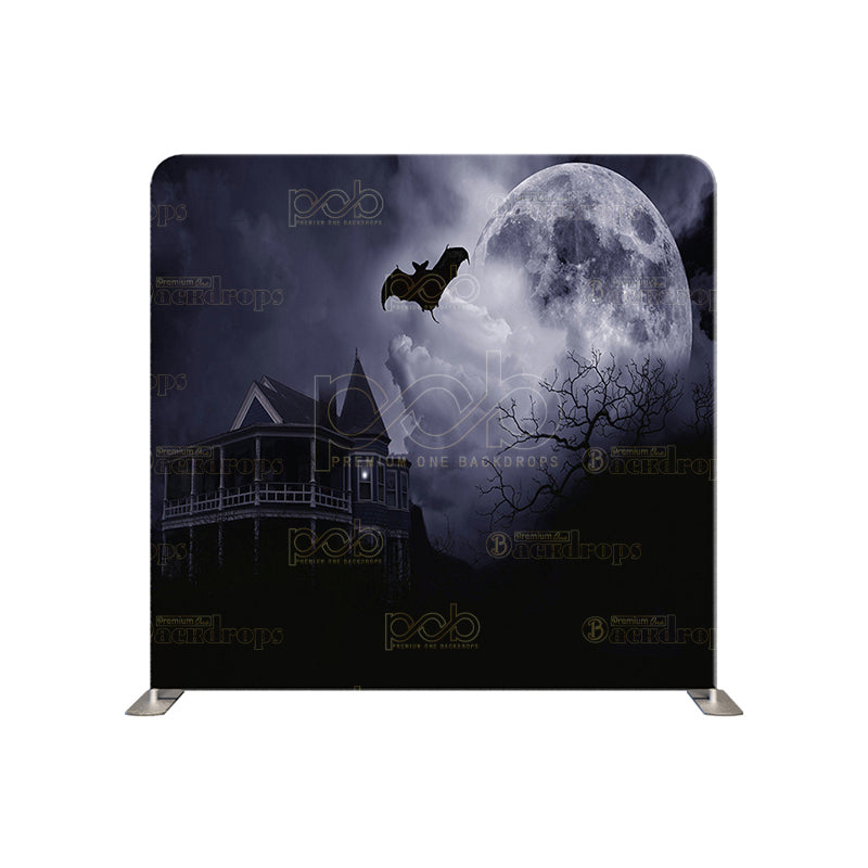 premium one pillowcover backdrops-Foggy Moon halloween