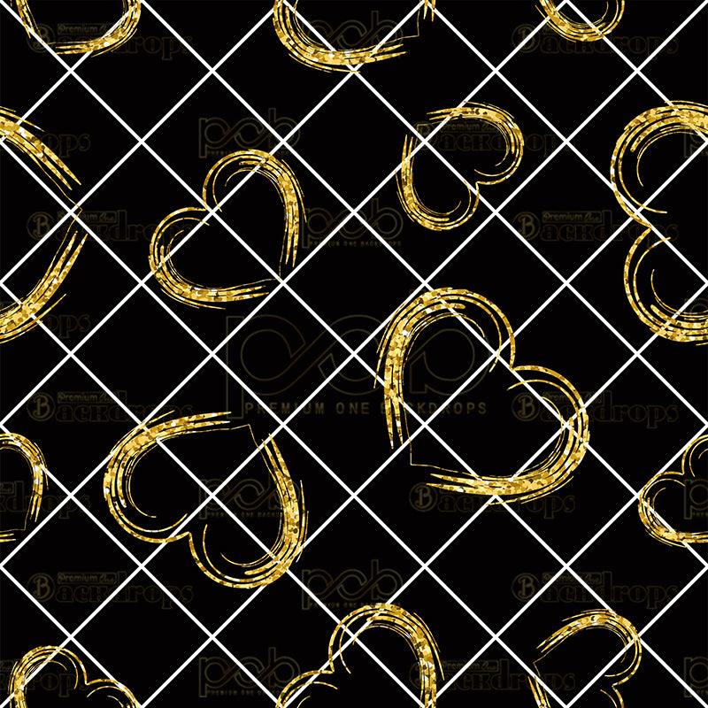 premium one pillowcover backdrops-Gold Sparkle Hearts