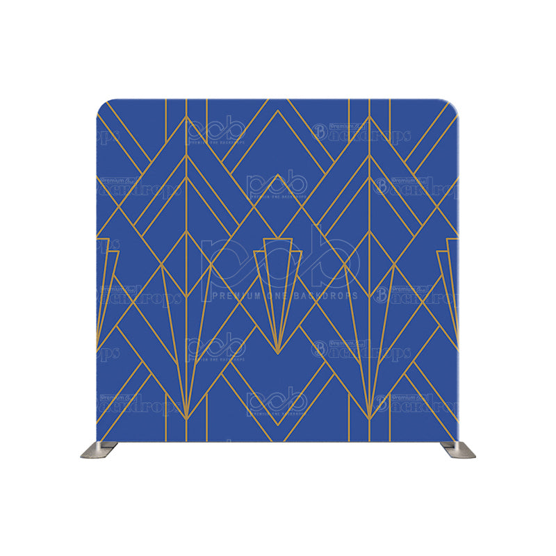 premium one pillowcover backdrops-Gold With Blue Geometric