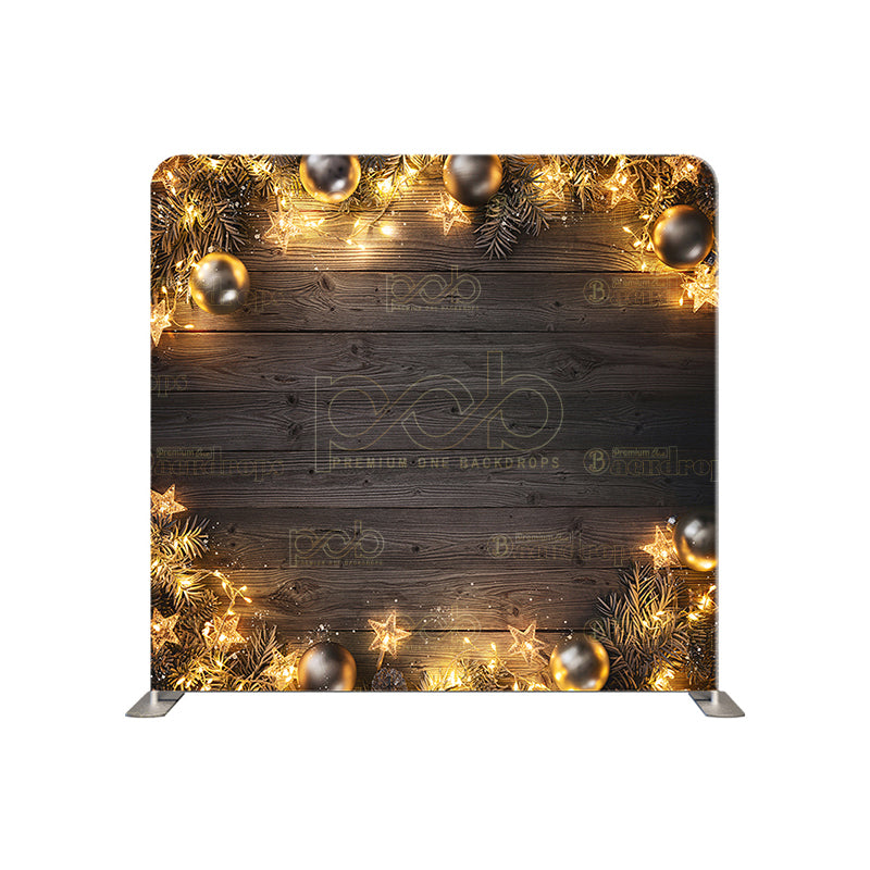 premium one pillowcover backdrops-Christmas presents on the wooden wall