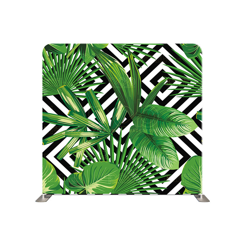 premium one pillowcover backdrops-Green Leafs and Geometric