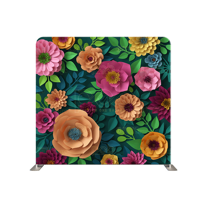 premium one pillowcover backdrops-3d Green Paper Floral