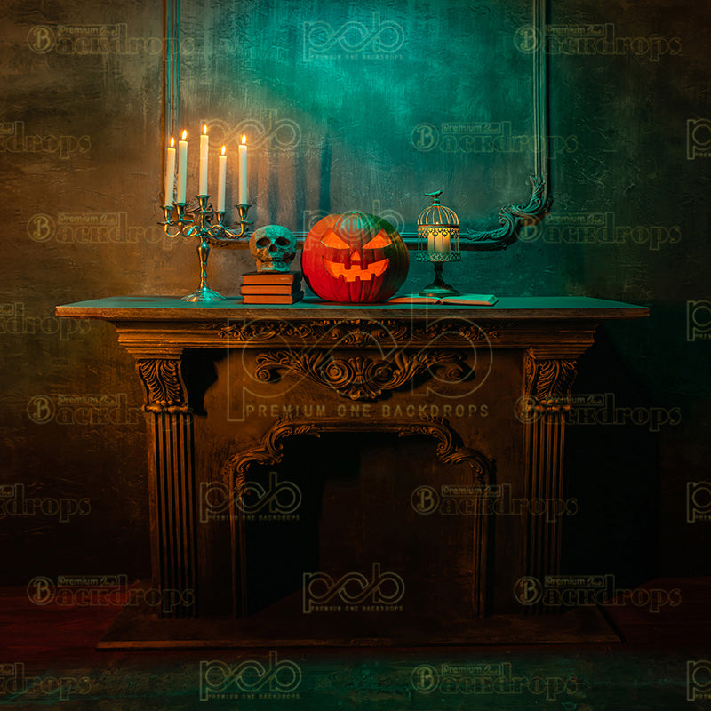 premium one pillowcover backdrops-Haunted Mantel