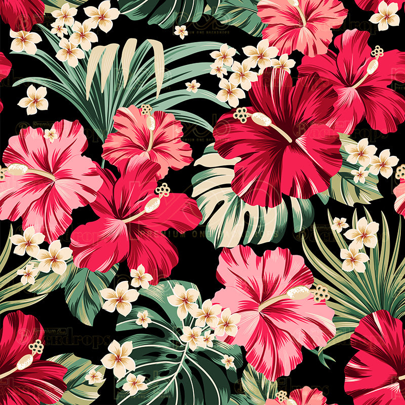 premium one pillowcover backdrops-Hibiscus Galore