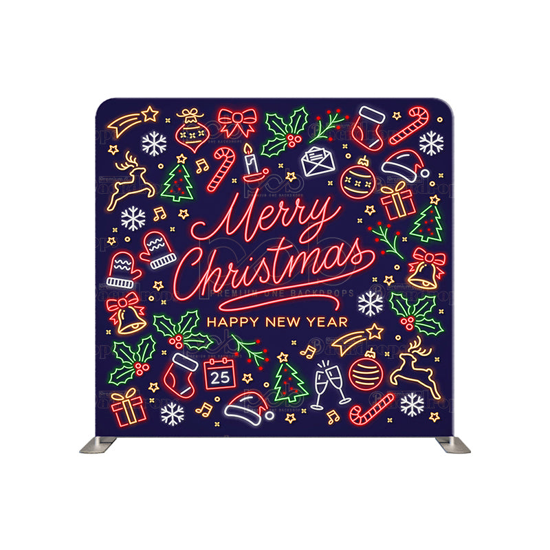 premium one pillowcover backdrops-Holiday Neon Christmas